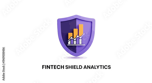 Fintech shield with bar graph.