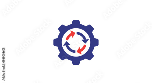 Gear icon with circular arrows symbol.