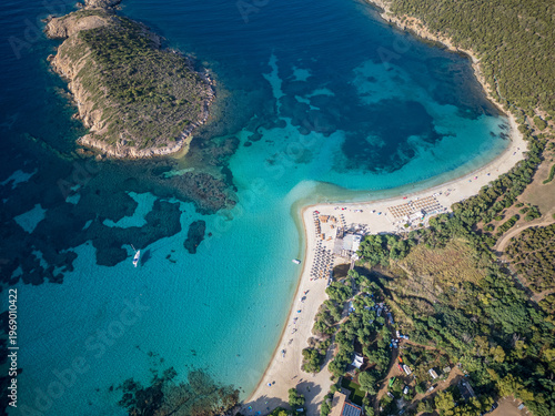 Tuerredda crystal clear turquoise water drone