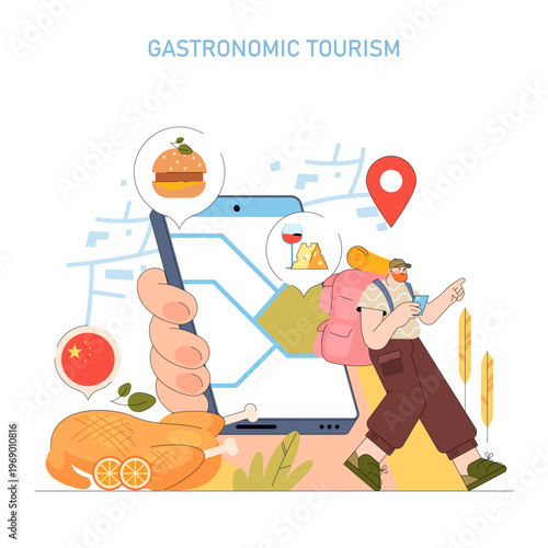 Gastronomic Tourism with Traveler and Smartphone Map