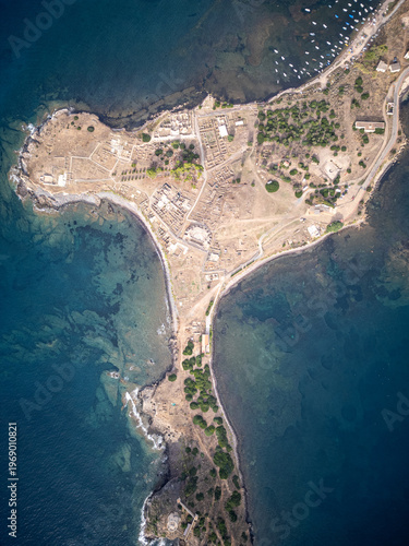 Nora archaeological site drone view at dawn