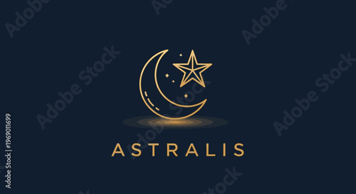 Golden Astralis logo with crescent moon and star.