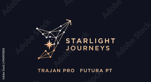 Golden starlight journey logo design.