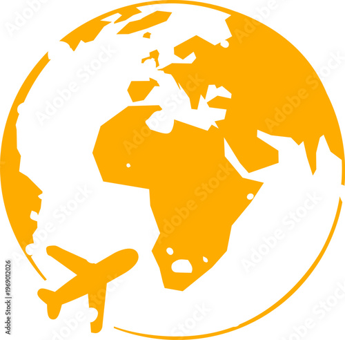 Airplane Flying Around Globe Silhouette