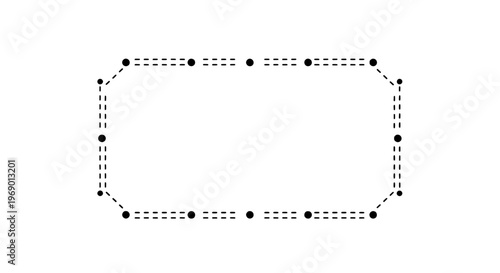 Geometric shapes form a dotted rectangular outline on a white surface