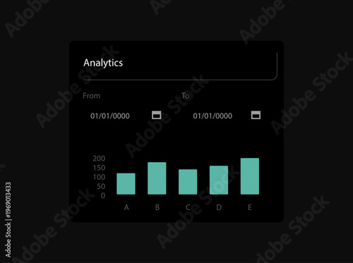 Mini bar chart widget UI with analytics data visualization, clean dashboard component design for modern web and mobile interfaces