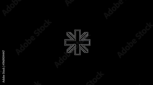 Abstract metallic grey geometric asterisk symbol or star icon on a plain black background, modern dark design element