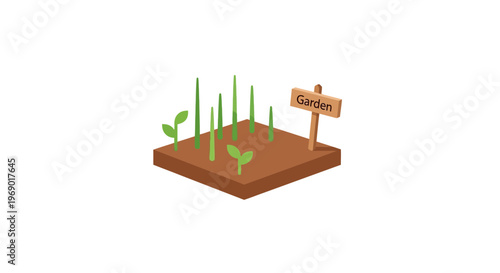 Green plants growing in brown soil.