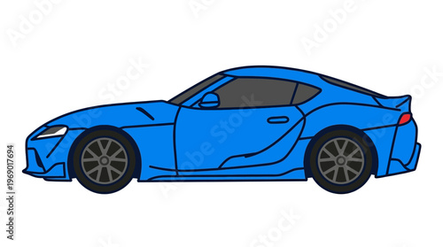 Flat vector icon of a sports car side view, isolated object, sleek aerodynamic shape