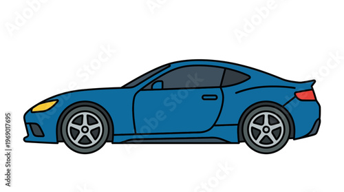 Flat vector icon of a sports car side view, isolated object, sleek aerodynamic shape