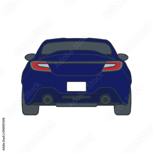 Flat vector icon of a sports car rear view, isolated object, minimal flat design with outline style