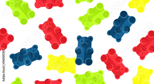 Colorful Gummy Bears Pattern, Sweet Candy Candies, Fun Food Background