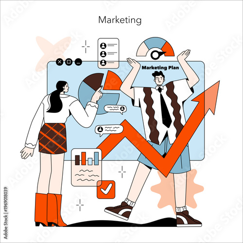 Creative Marketing Strategy Presentation Vector Illustration