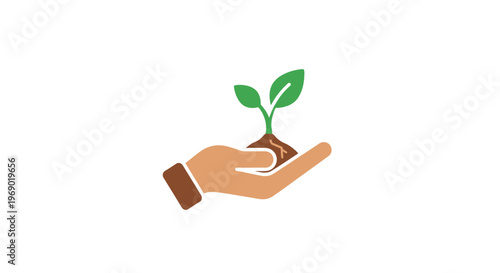 Hand holding a small green plant.