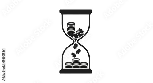 Hourglass with coins passing through.