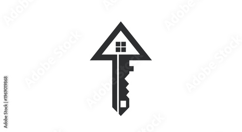 House Key with Roof Icon.