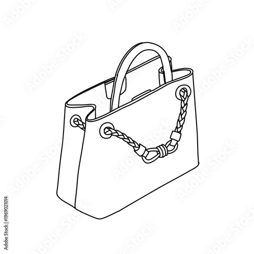 Elegant Handbag Line Art Illustration.