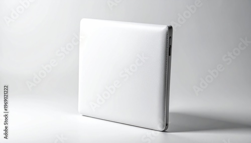 Minimalist White Book Standing on a White Surface.
