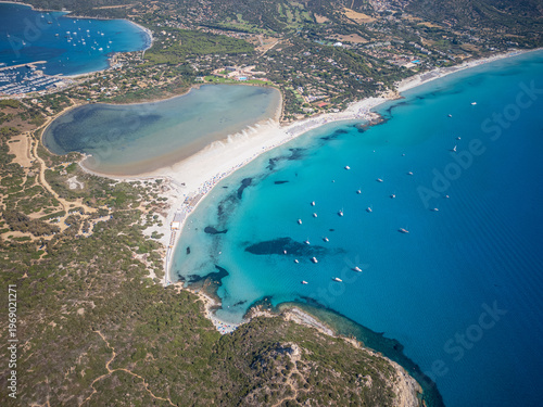 Принти на полотні Porto Giunco sandbar and Notteri lagoon aerial