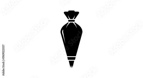 Black Icing Bag with Tip Icon on White Background - Baking, Decorating