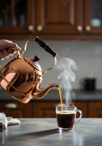 コーヒーを注ぐ, キッチン, 室内, 暖かい飲み物