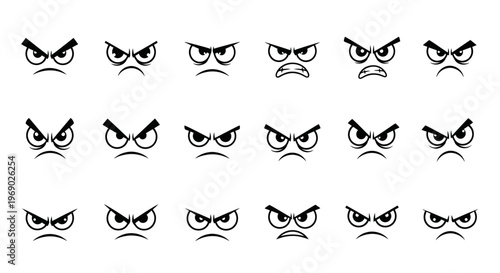 Collection of Angry and Furious Cartoon Eye Expressions