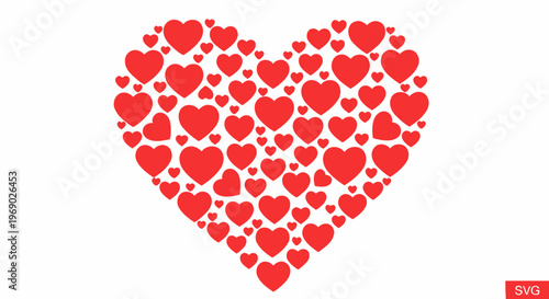 Heart made of small hearts - symbol of love and affection, Valentine's Day illustration