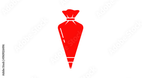 Red Piping Bag Icon for Cake Decorating and Baking