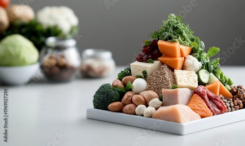 A colorful arrangement of healthy foods on a plate.