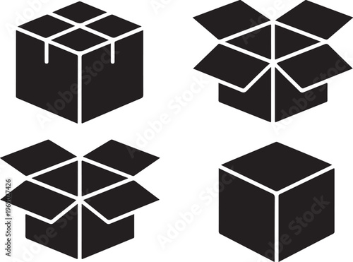 Delivery box isometric icon collection for shipping package logistics.