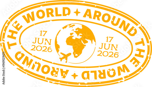 Passport Stamp Around World Travel