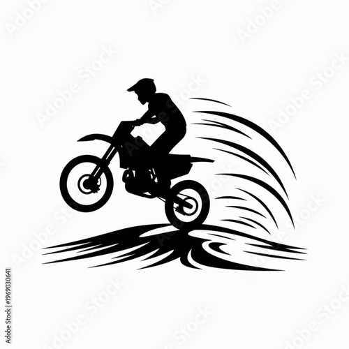 Motorcyclist Riding Fast On Dirt Bike In Motion Blur For Sports Action Concepts