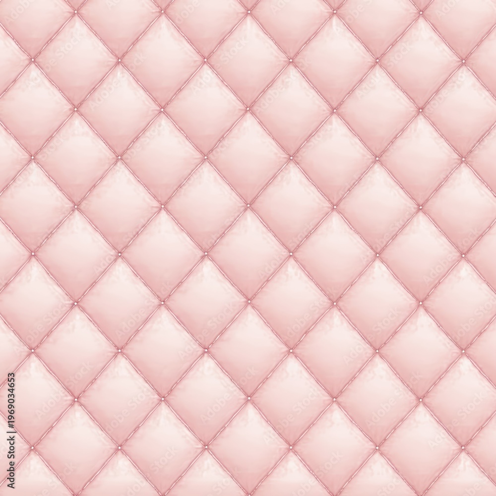 Fototapeta premium Soft pink quilted texture background with diamond pattern. Smooth surface creates elegant, luxurious, and feminine design for decor, fashion, or interiors. Perfect backdrop.