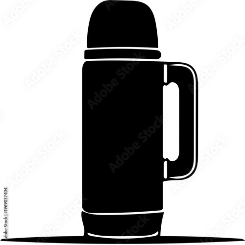 set of stainless steel thermos isolated vector