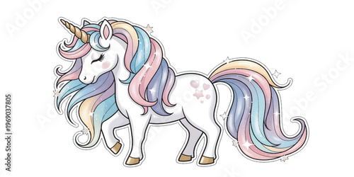 Cute Unicorn Vector with Pastel Colors and Magical Gradient Mane