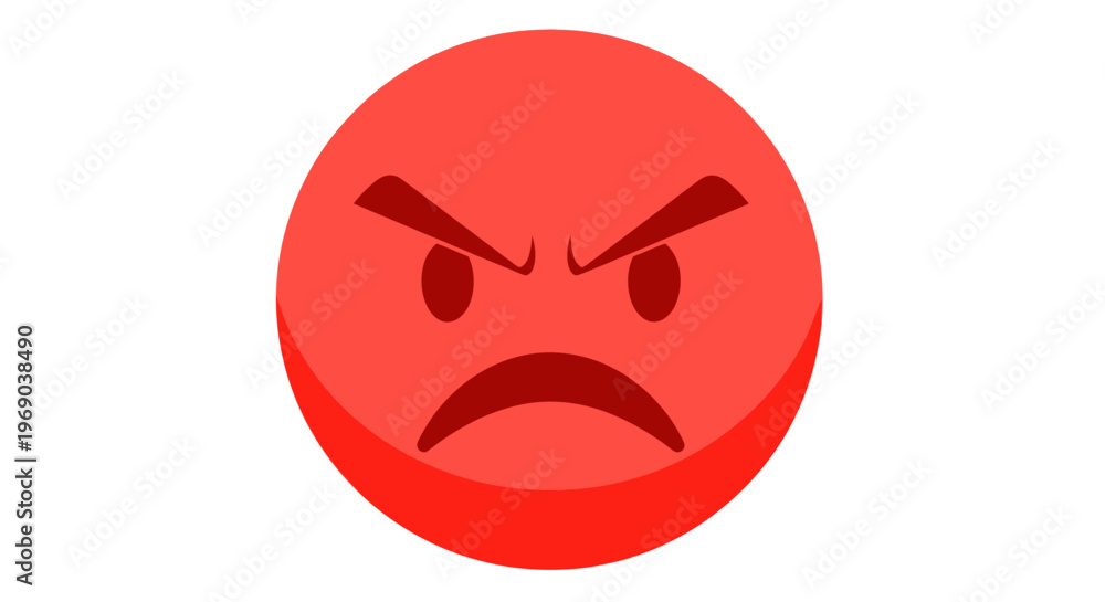 Fototapeta premium Angry Red Face Emoji Icon, Expressing Frustration and Rage