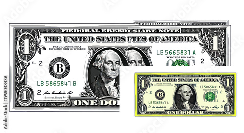 One Dollar Bill, United States Currency, George Washington Portrait