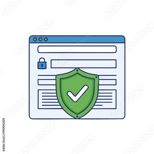 Digital interface protected by a shield with a checkmark