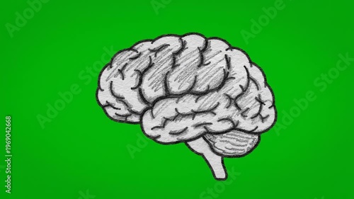 An illustration of a brain on a green background displays Science, Brain, Human, Body, Organ