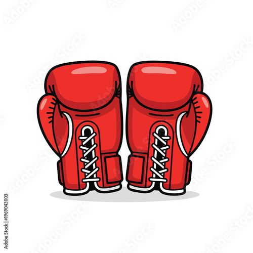 Two red boxing gloves with white laces on a white background