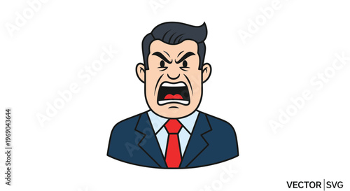 Angry Businessman Shouting, Frustrated Face Emotion, Business Conflict