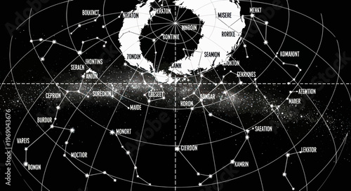 Celestial Map Constellations and Milky Way Galaxy