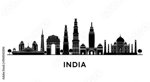 India Skyline Silhouette: Iconic Landmarks and Travel Destination
