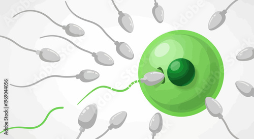 Sperm Fertilizing Egg - Conception, Reproduction, IVF, Fertility Concept