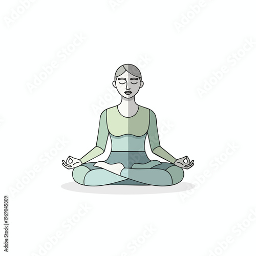 Person meditating cross-legged with eyes closed and hands in gyana mudra
