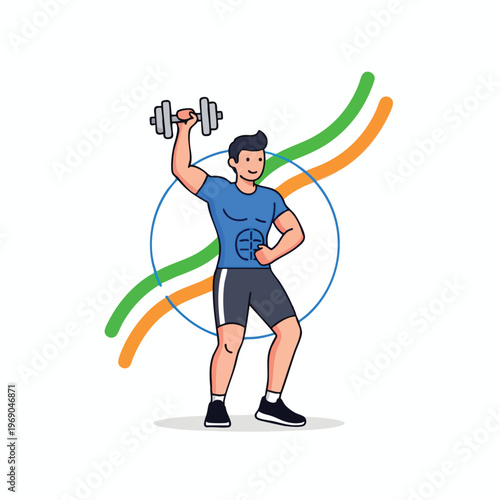 Muscular person lifting dumbbell with Irish flag colors