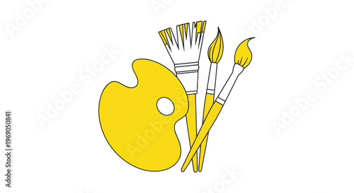 Artistic Palette and Brushes - Creative Painting Tools