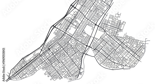 Abstract City Map Grid Top View