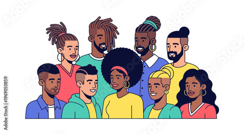 Diverse Group of People Smiling Together - Community and Unity Illustration