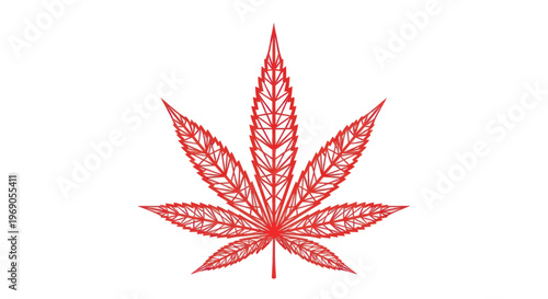 Red Cannabis Leaf Icon - Marijuana Symbol Illustration